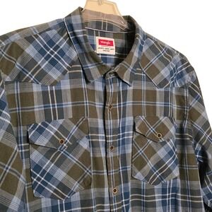 Wrangler Mens 2XL Plaid Western Style Flannel Shirt Long Sleeve